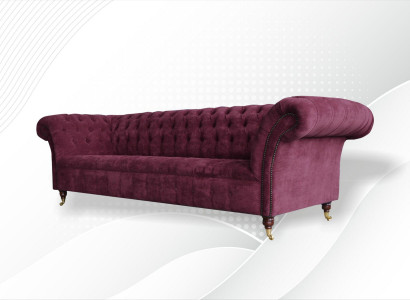 Sofa 3-seater Chesterfield sofas couches living room design textile fabric Bordeaux
